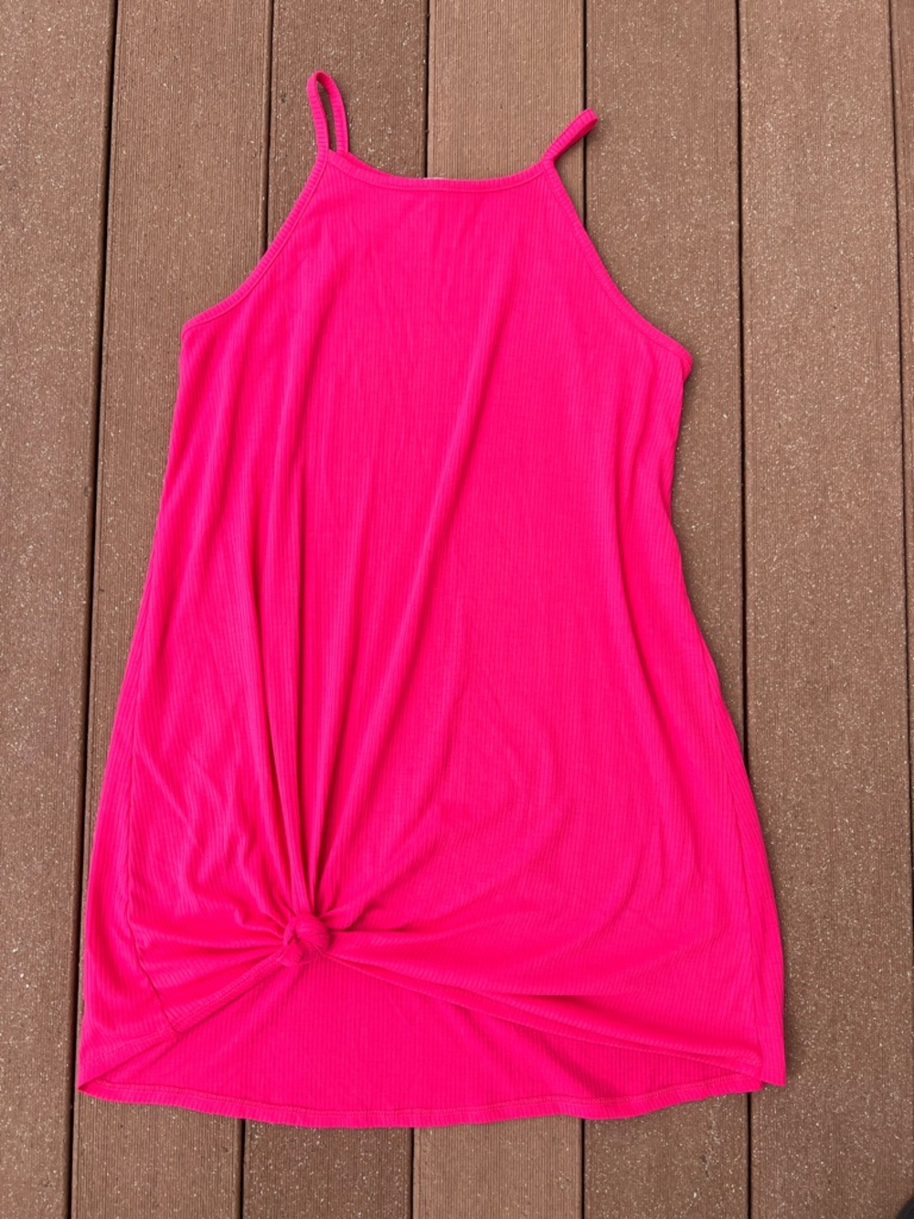 Women's Hot Pink Knot-Front Mini Dress